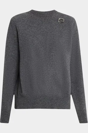Jil Sander Draped Panel Wool-Cashmere Crewneck Sweater