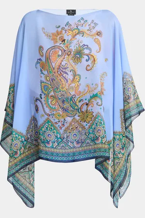 Etro Blue Lucky Charm Silk Poncho