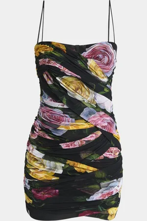 Dolce & Gabbana Peonie Rose Draped Tulle Mini Dress