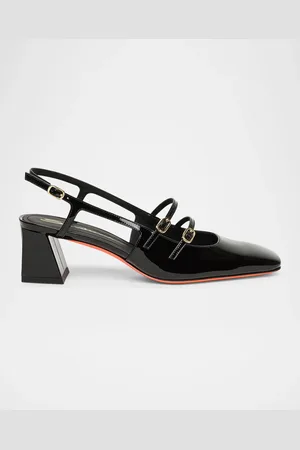 santoni Aurora Buckle Ankle-Strap Patent Leather Pumps
