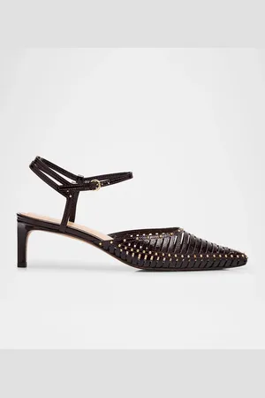 ULLA JOHNSON Francine Caged Leather Ankle-Strap Pumps