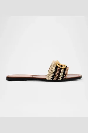 VALENTINO GARAVANI VLogo Crochet Flat Slide Sandals