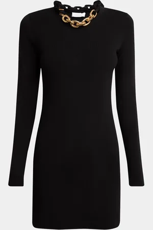 Paco rabanne Chain-Necklace Long-Sleeve Mini Sweater Dress