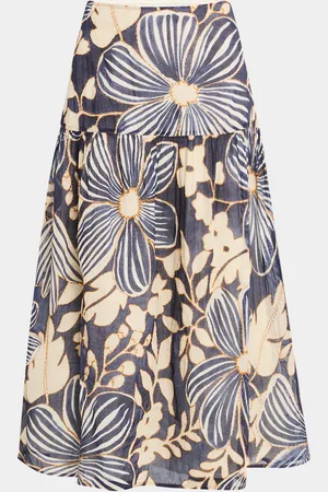 Marie Oliver Owens Floral-Print Cotton Midi Skirt