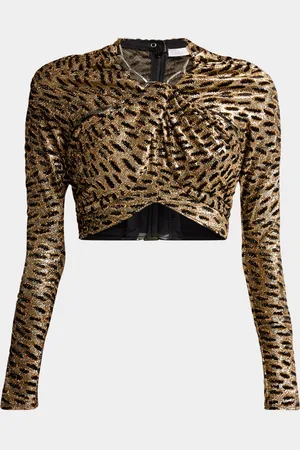 Paco rabanne Metallic Jacquard Twisted Crop Top