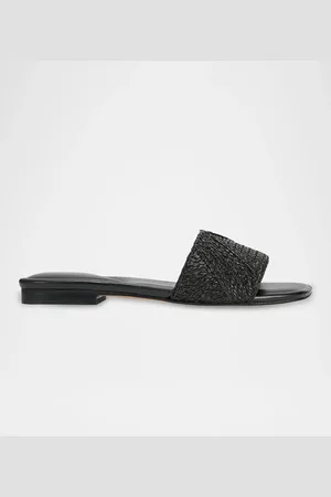 MARC FISHER Woven Leather Flat Slide Sandals