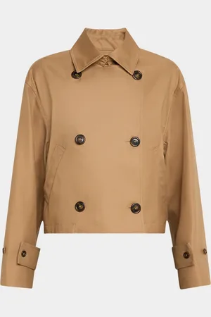 BRANDON MAXWELL Vivienne Double-Breasted Crop Trench Coat