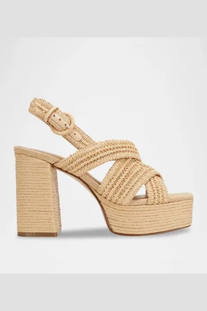 MARC FISHER Woven Raffia Slingback Platform Sandals