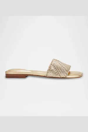 MARC FISHER Metallic Woven Flat Slide Sandals