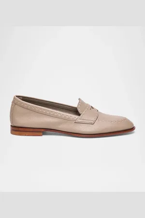 santoni Marlene Leather Penny Loafers