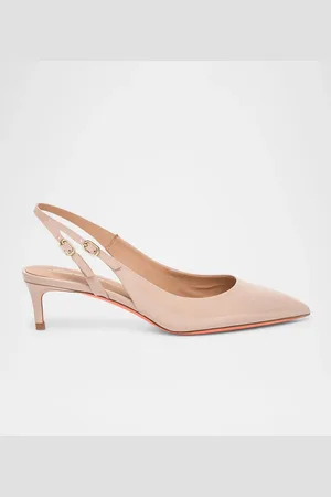 santoni Audrey Patent Kitten Slingback Pumps