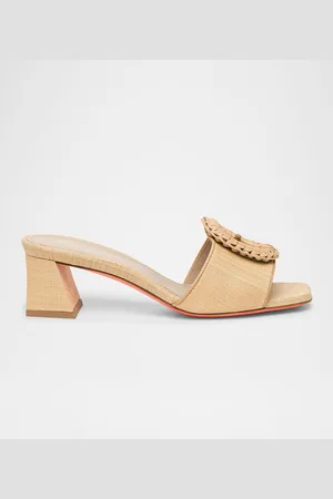 santoni Marta Raffia Buckle Mule Sandals