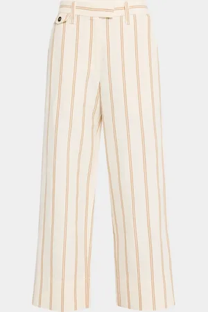 Brunello Cucinelli Striped Straight-Leg Crop Chino Pants