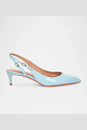 santoni Audrey Patent Kitten Slingback Pumps