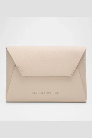 Brunello Cucinelli Envelope Flap Leather Clutch Bag