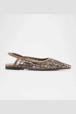 Brunello Cucinelli Woven Monili Slingback Flats