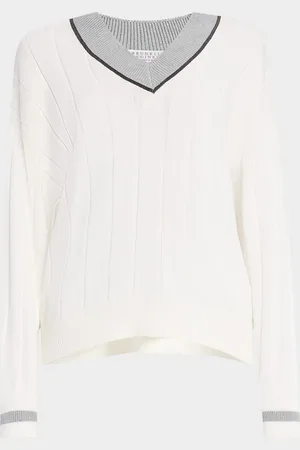 Brunello Cucinelli Monili Wide-Rib Sport Club Sweater