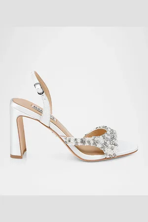 Badgley Mischka Jenesis Crystal Silk Block-Heel Sandals