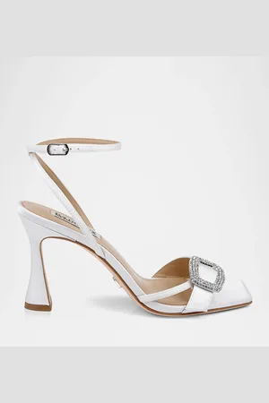 Badgley Mischka Judith Crystal Buckle Silk Ankle-Strap Sandals