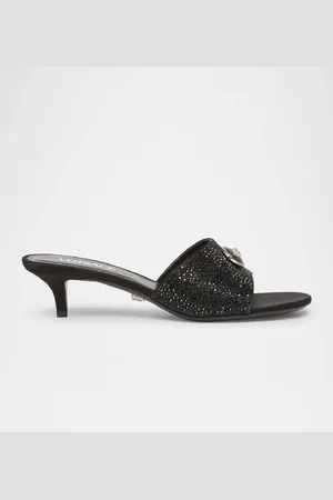 VERSACE Alia Medusa Strass Kitten-Heel Mules