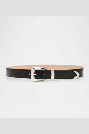 Khaite Benny Silvertone Buckle Leather Belt