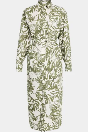 Brunello Cucinelli Herbarium-Print Belted Cotton Popeline Midi Shirtdress