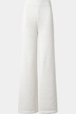 AKRIS Chunky Cotton Crochet Knit Straight-Leg Pants