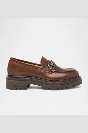 Nero Giardini Metallic Leather Chain Lug-Sole Loafers