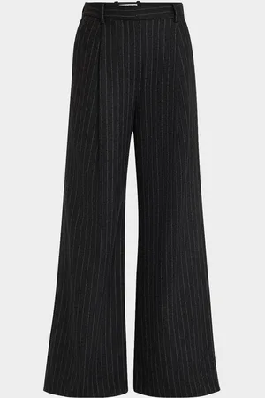 Argent Pleated Pinstripe Wide-Leg Trousers