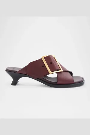 Loewe Petal Leather Buckle Slide Sandals