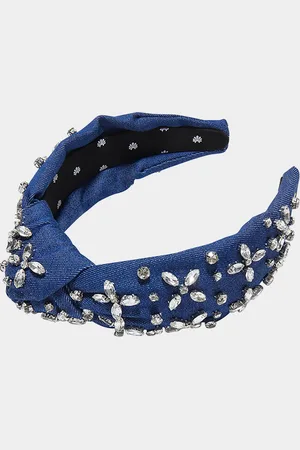 Lele Sadoughi Knotted Crystal Denim Headband