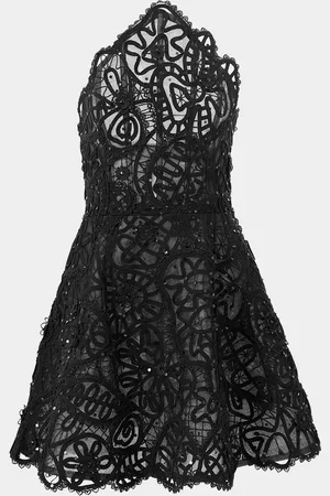 Carolina Herrera Embellished Lace Curved Strapless Mini Dress