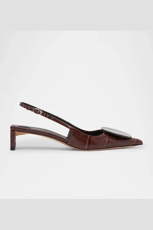 Jacquemus Croc-Embossed Leather Slingback Pumps