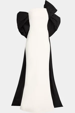 Marchesa Notte Two-Tone Cape & Bow Gown