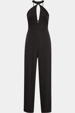Liv Foster Nia Cutout Satin Halter Jumpsuit