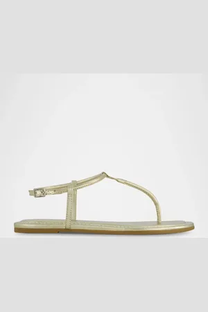 Bernardo Hercu Metallic Ankle-Strap Flat Sandals