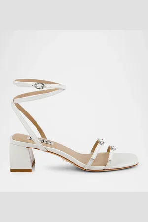 Badgley Mischka Dania Ankle-Strap Buckle Leather Sandals