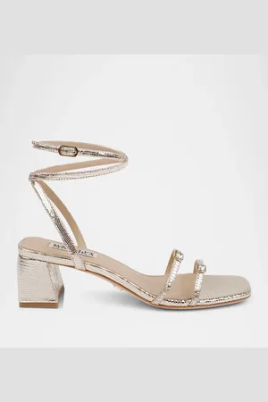 Badgley Mischka Dania Ankle-Strap Buckle Leather Sandals