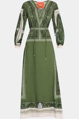 La DoubleJ Viviana Laced V-Neck Long-Sleeve Maxi Dress