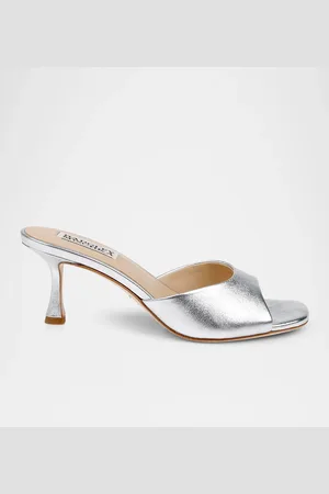 Badgley Mischka Draya Leather Kitten-Heel Mules