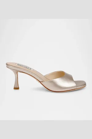 Badgley Mischka Draya Leather Kitten-Heel Mules