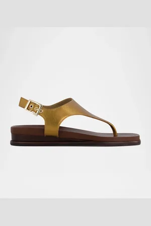 Bernardo Concord Metallic Leather Wedge Sandals