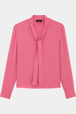 THEORY Silk Tie Blouse