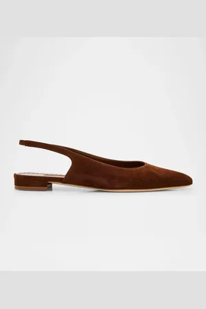 Manolo Blahnik Suede Slingback Ballerina Flats