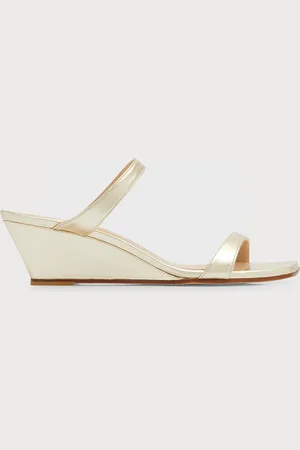 Stuart Weitzman Aleena Metallic Wedge Slide Sandals