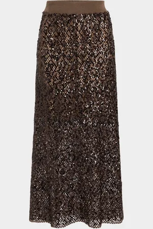 Brunello Cucinelli Paillette Net Knit Midi Skirt