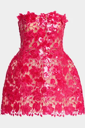 Retrofete Alira Strapless Sequined Lace Mini Dress