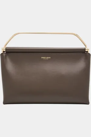 Giorgio Armani Avenue Large Polished Leather Clutch Bag