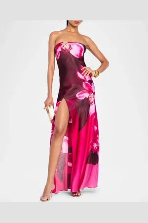Retrofete Aiyanna Floral Silk Strapless Dress