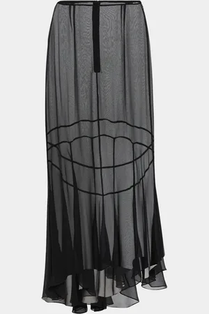 Simone Rocha Asymmetric Flare Sheer Silk Midi Skirt